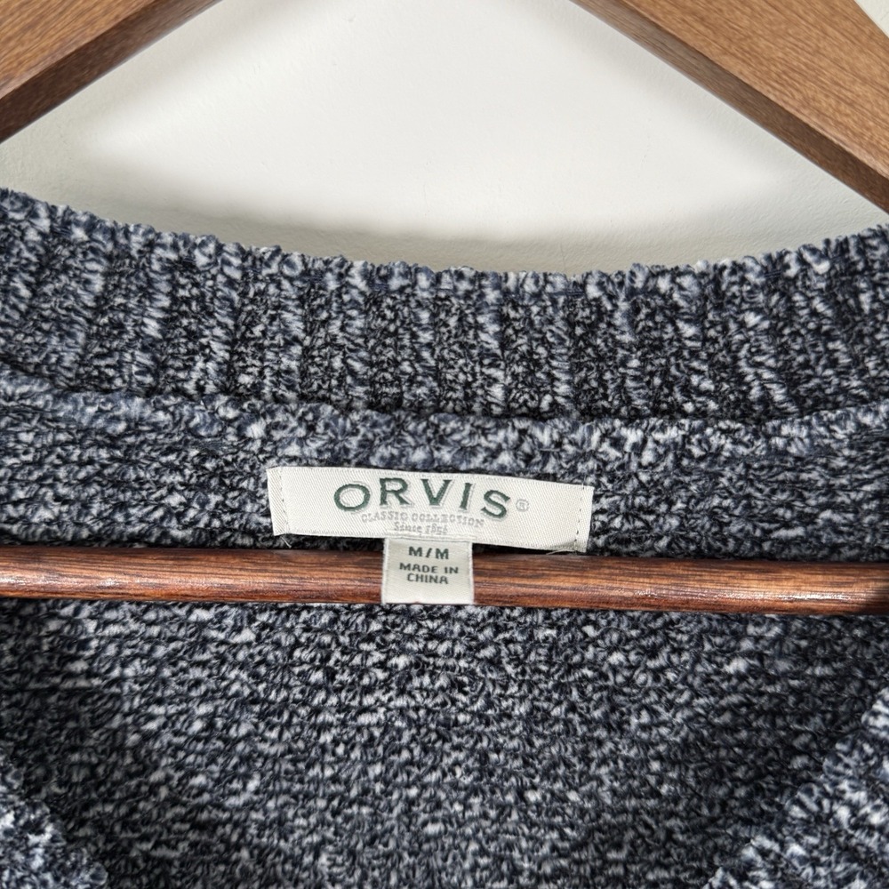 Orvis Women's M Sweater Chenille Tunic V Neck Marled Blue Navy Comfy Soft Cozy - Picture 3 of 4
